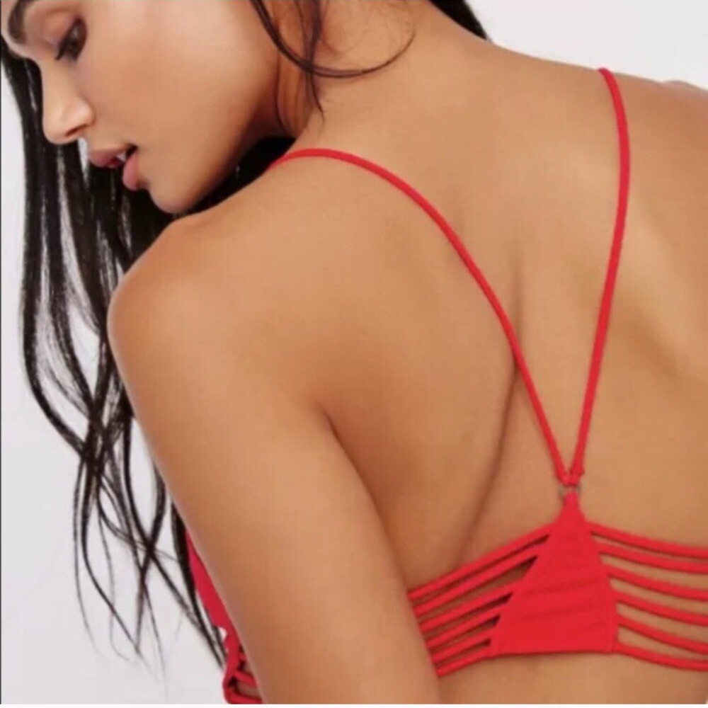 Free People Red Strappy Side Bralette Red